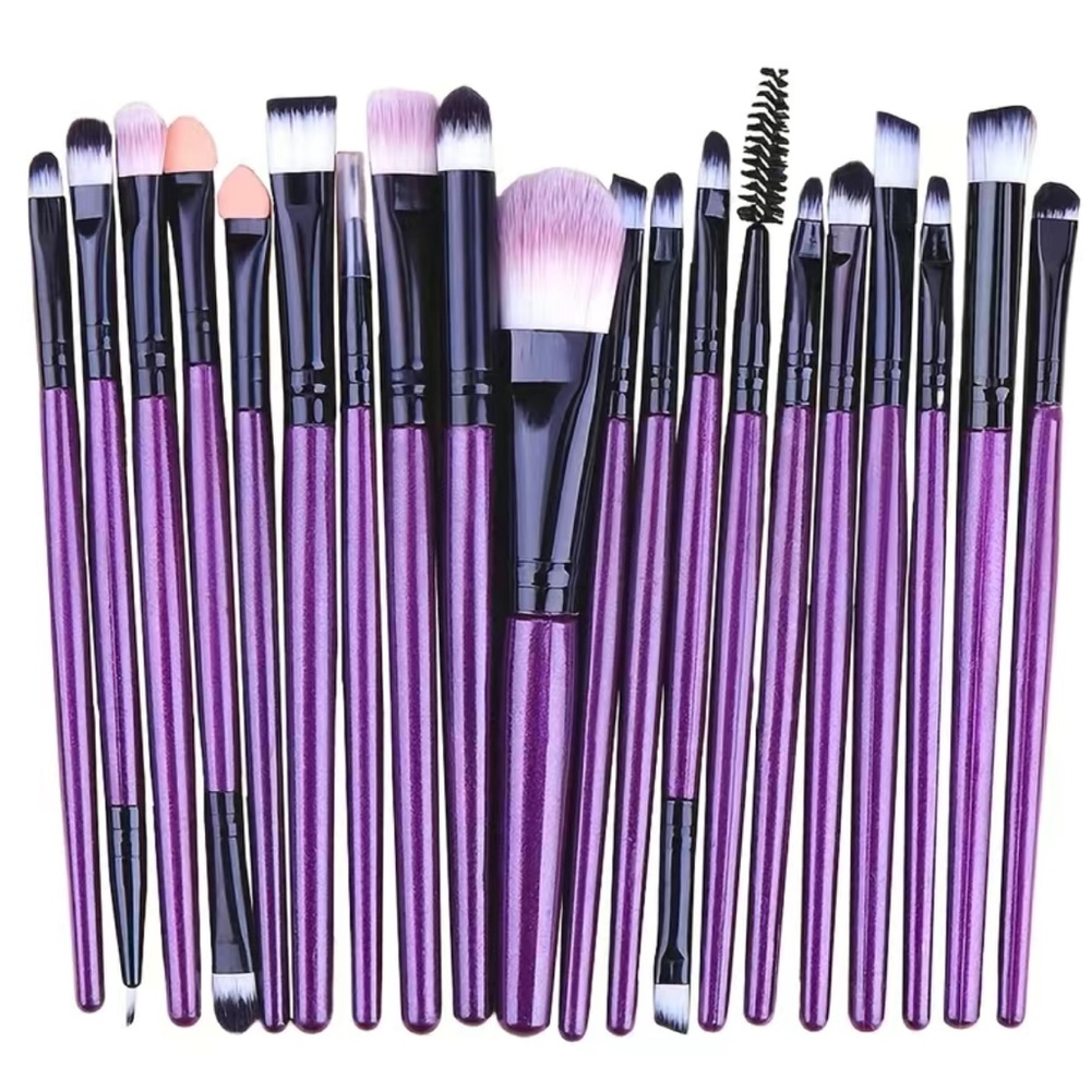 20 Piece Metallic Purple Makeup Brush Set